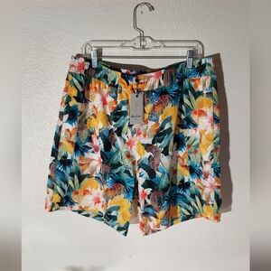Robert Graham Tiger Tropical Floral Multi Print Lined Swim Trunk MN Sz 2XL NWT